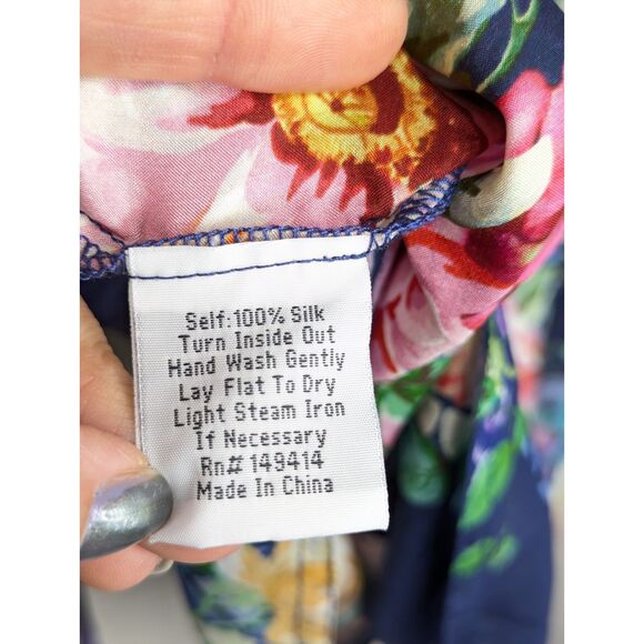 Johnny Was Fanny Ailana 100% Silk Floral Blouse Sz S Boho Chic Flowy C11624B2 - Picture 8 of 9